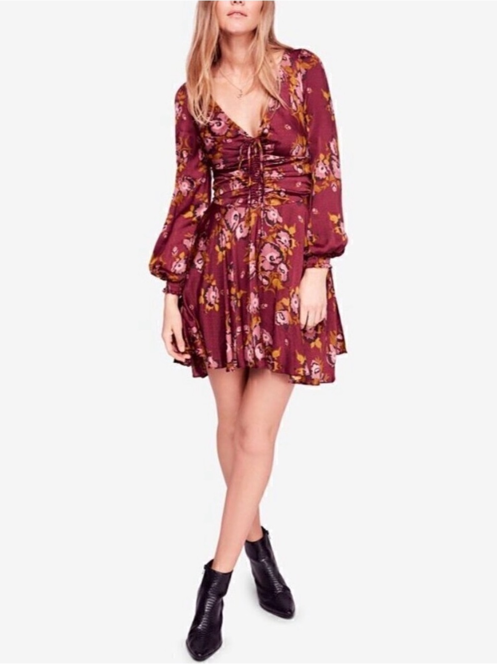 Free people morning light floral mini dress size 2